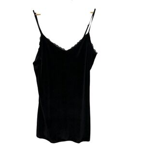 Victoria's Secret Velvet Cami Women XL Black Excellent Lace Trim Strappy Tank